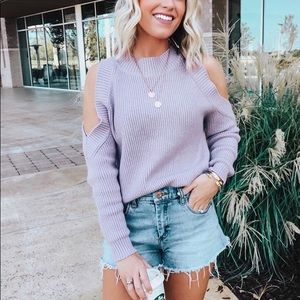 Lavender Cold Shoulder Sweater